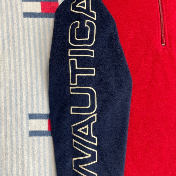 Vintage Nautica Competition sleeve spell out fleece quarter zip pullover - Picture 7 of 7